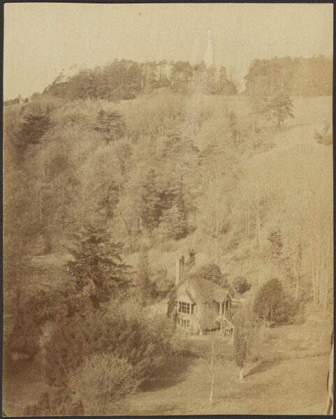 Unknown, [View of a Small House, with a High Portico, in a Wooded Valley]