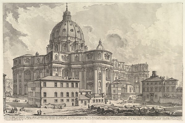 Giovanni Battista Piranesi, View of the exterior of St. Peter's Basilica in the Vatican, from Vedute di Roma (Roman Views)