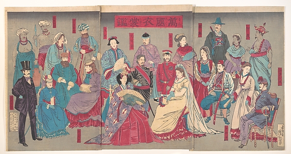 Kobayashi Kiyochika, Mirror of National Costumes of All Nations  (Bankoku ishō kagami)