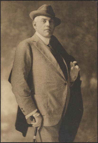 Louis Fleckenstein, [Portrait of a Man with Cane and Gloves]