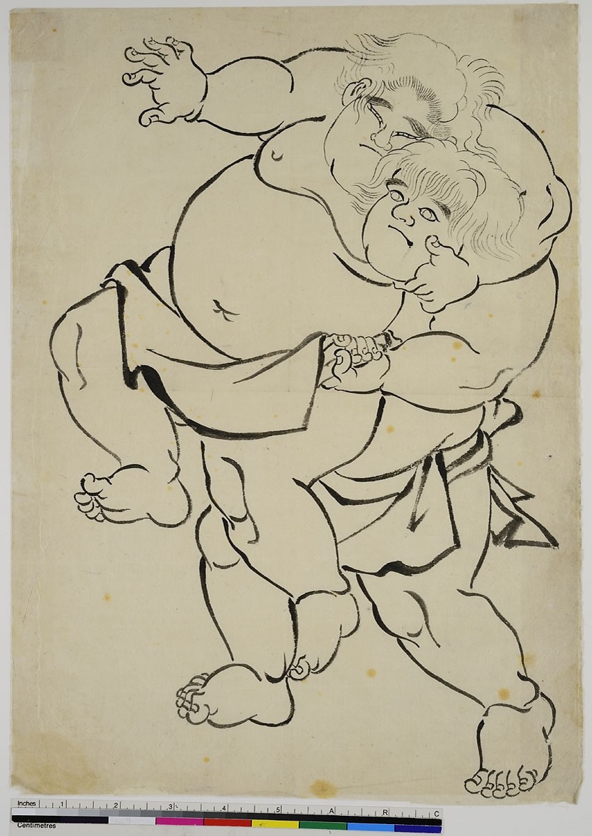 Katsukawa Shun'ei, Kintarō kämpft mit Daidōzan Bungorō