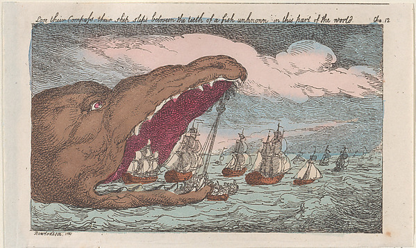 Thomas Rowlandson, Lose their Compass, their ships slips between the teeth of a fish unknown in this part of the world