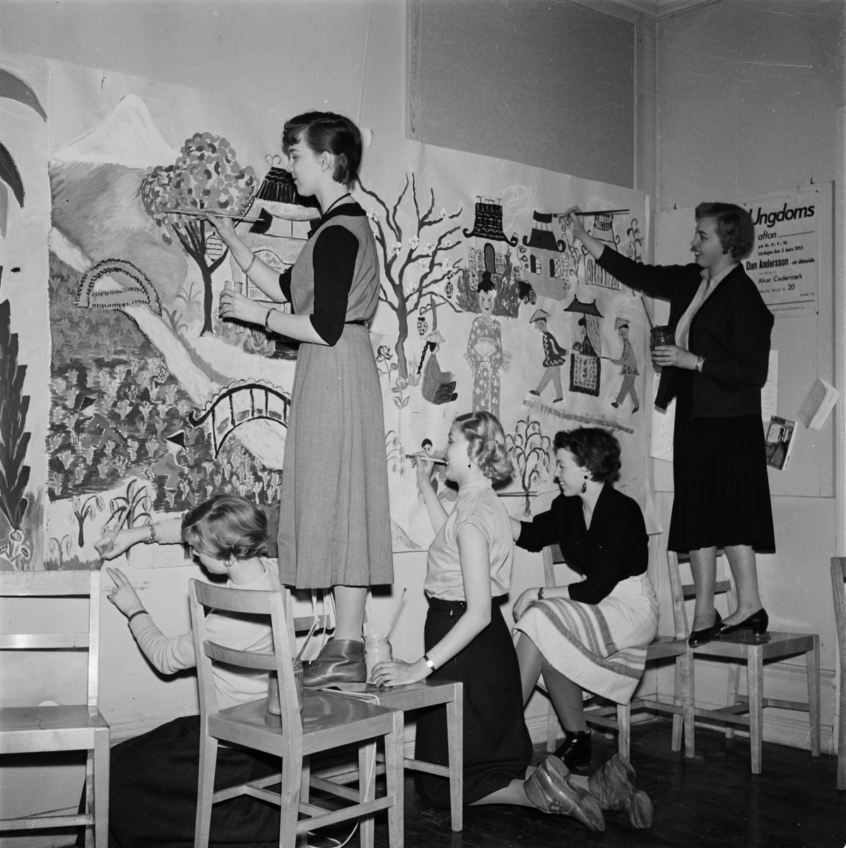 Uppsala-Bild, Peterslunds daghem, Fålhagen, Uppsala 1955