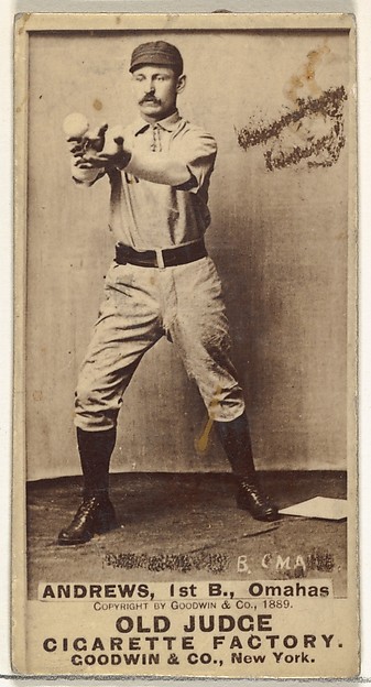 Goodwin & Company, William Walter "Wally" Andrews, 1st Base, Omaha Omahogs/Lambs, from the Old Judge series (N172) for Old Judge Cigarettes