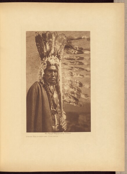 Edward S. Curtis, Piegan War-bonnet and Coup-stick