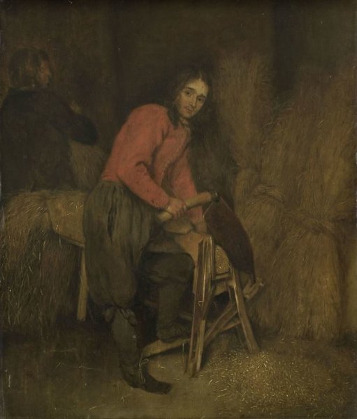 Caspar Netscher, Trimming bales of hay