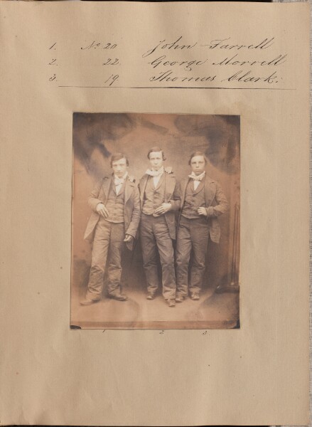 Unknown, [Portrait of John Farrell, George Morrell, and Thomas Clark]