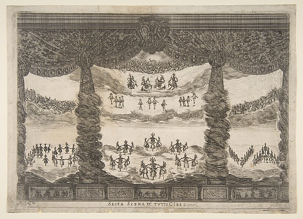 Stefano della Bella, Sixth scene, the heavens, from "The marriage of the gods" (Le nozze degli Dei)