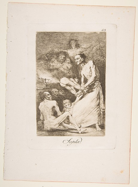 Goya (Francisco de Goya y Lucientes), Plate 69 from "Los Caprichos": Blow (Sopla)