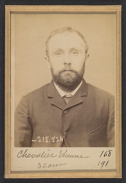 Alphonse Bertillon, Chevalier. Étienne. 36 ans, né à Gémosac (Charente-Inférieure). Forgeron. Anarchiste. 11/3/94.