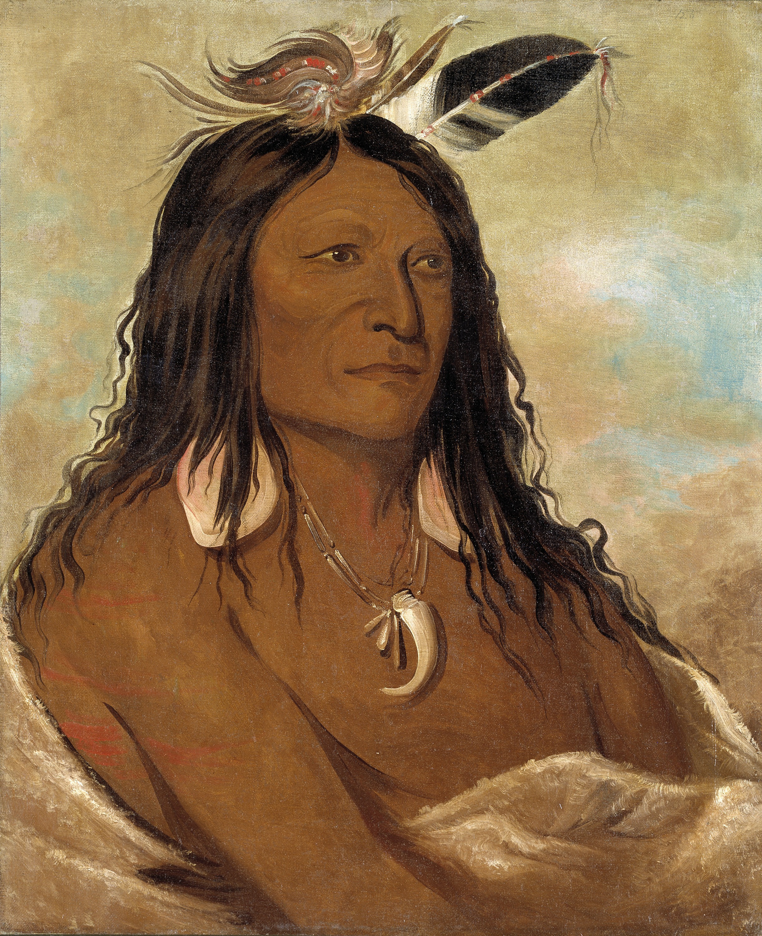 George Catlin, Eé-shah-kó-nee, Bow and Quiver, First Chief of the Tribe