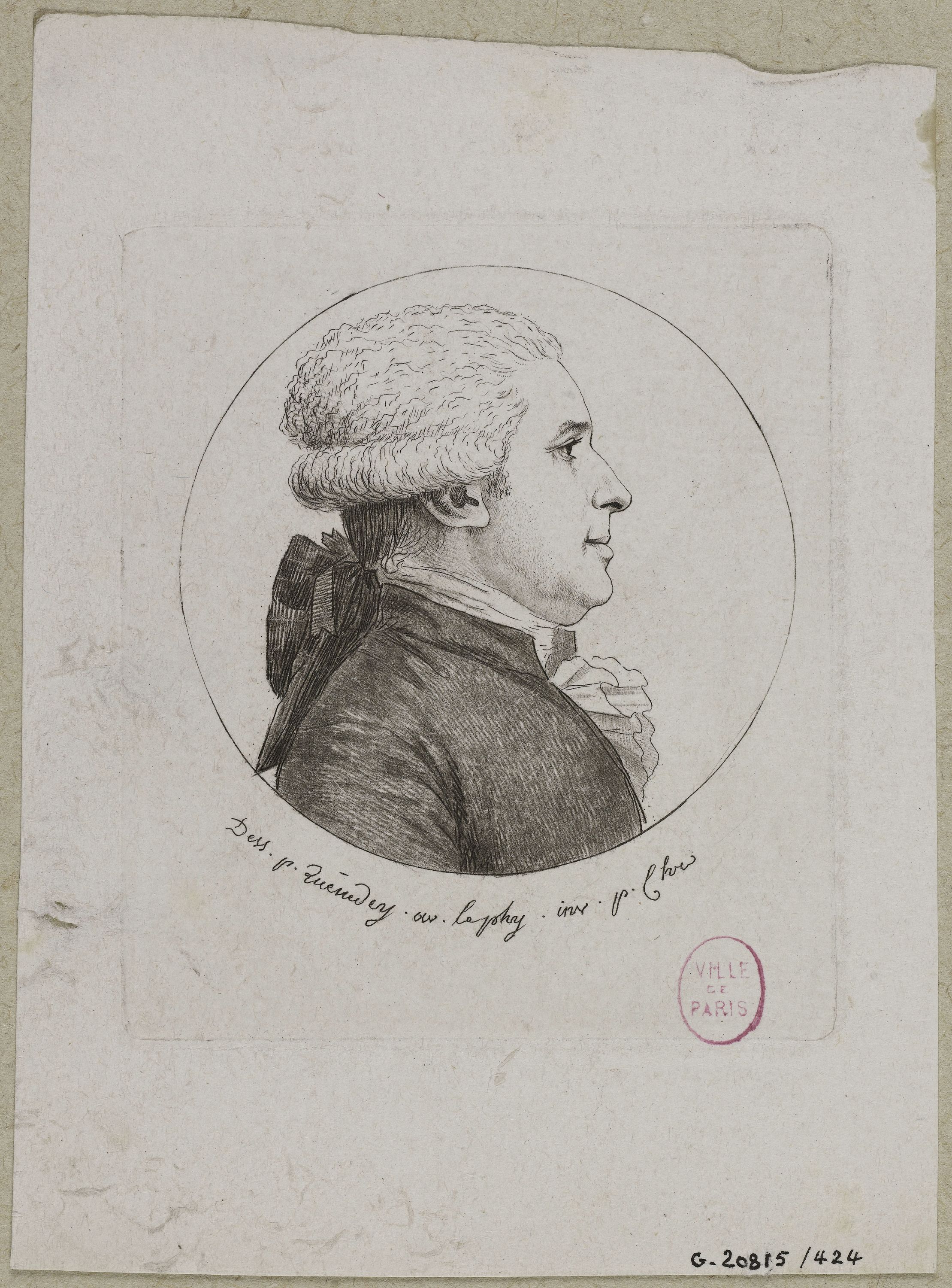 Edmé Quenedey, Portrait d'un homme, fin XVIIIème siècle/début XIXème siècle