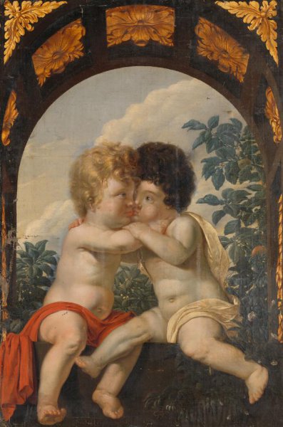 anonymous, Christian Allegory with two Children Hugging each other