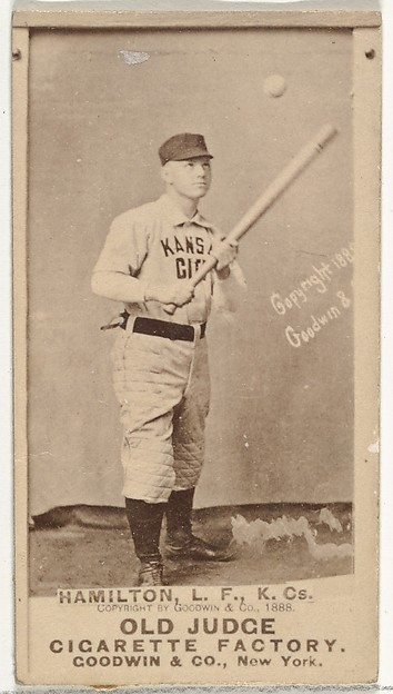 Goodwin & Company, William Robert "Sliding Billy" Hamilton, Left Field, Kansas City Cowboys, from the Old Judge series (N172) for Old Judge Cigarettes