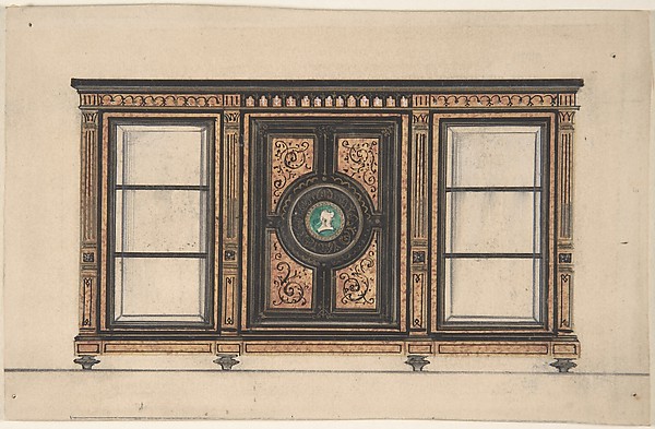 Anonymous, British, 19th century, Design for a Cabinet with Portrait Rondel