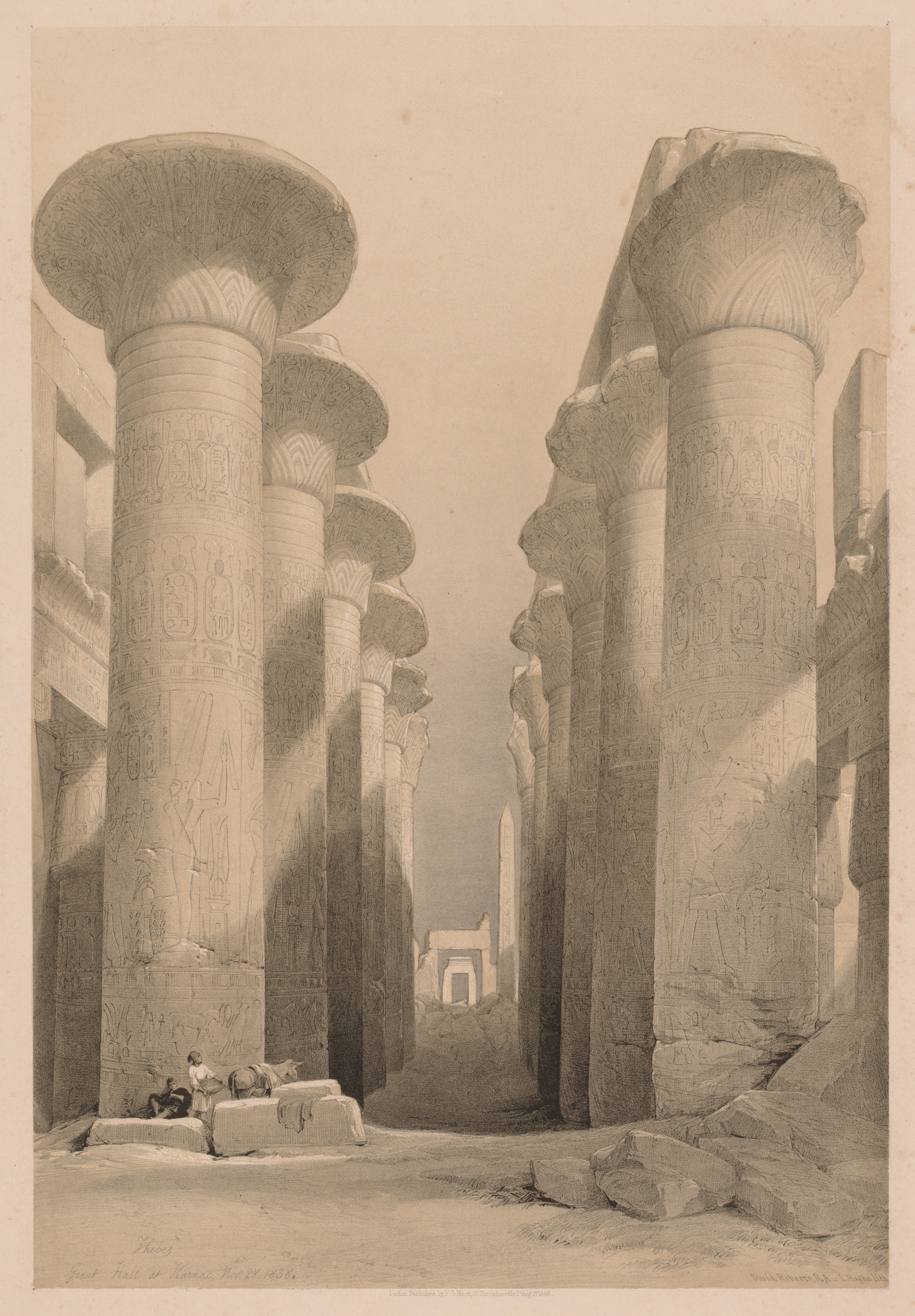 Louis Haghe, Egypt and Nubia:  Volume I - No. 20, Great Hall at Karnak, Thebes