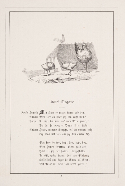 H.P. Hansen, Hanekyllingerne. Illustration til H.V. Kaalund, "Fabler for Børn"