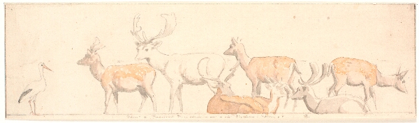 P.C. Skovgaard, En rudel hjorte og en stork