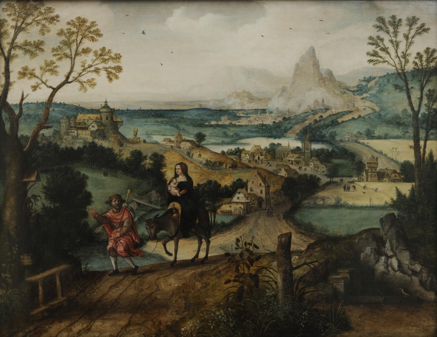 Lucas Gassel, Landscape with flight to Egypt.