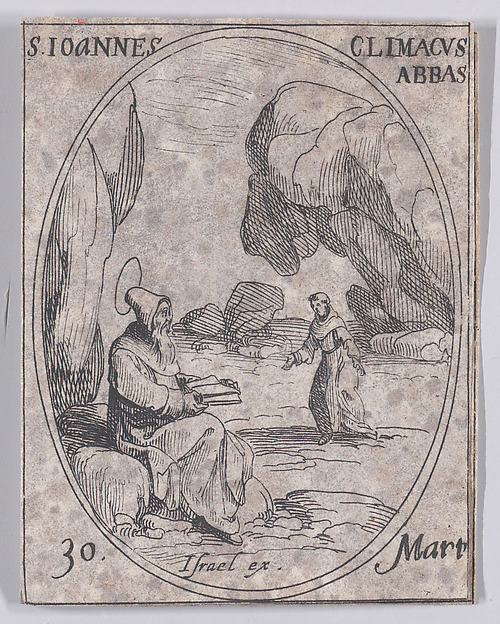 Jacques Callot, S. Jean Climaque, abbé (St. John Climaticus, Abbot), March 30th, from "Les Images De Tous Les Saincts et Saintes de L'Année" (Images of All of the Saints and Religious Events of the Year)