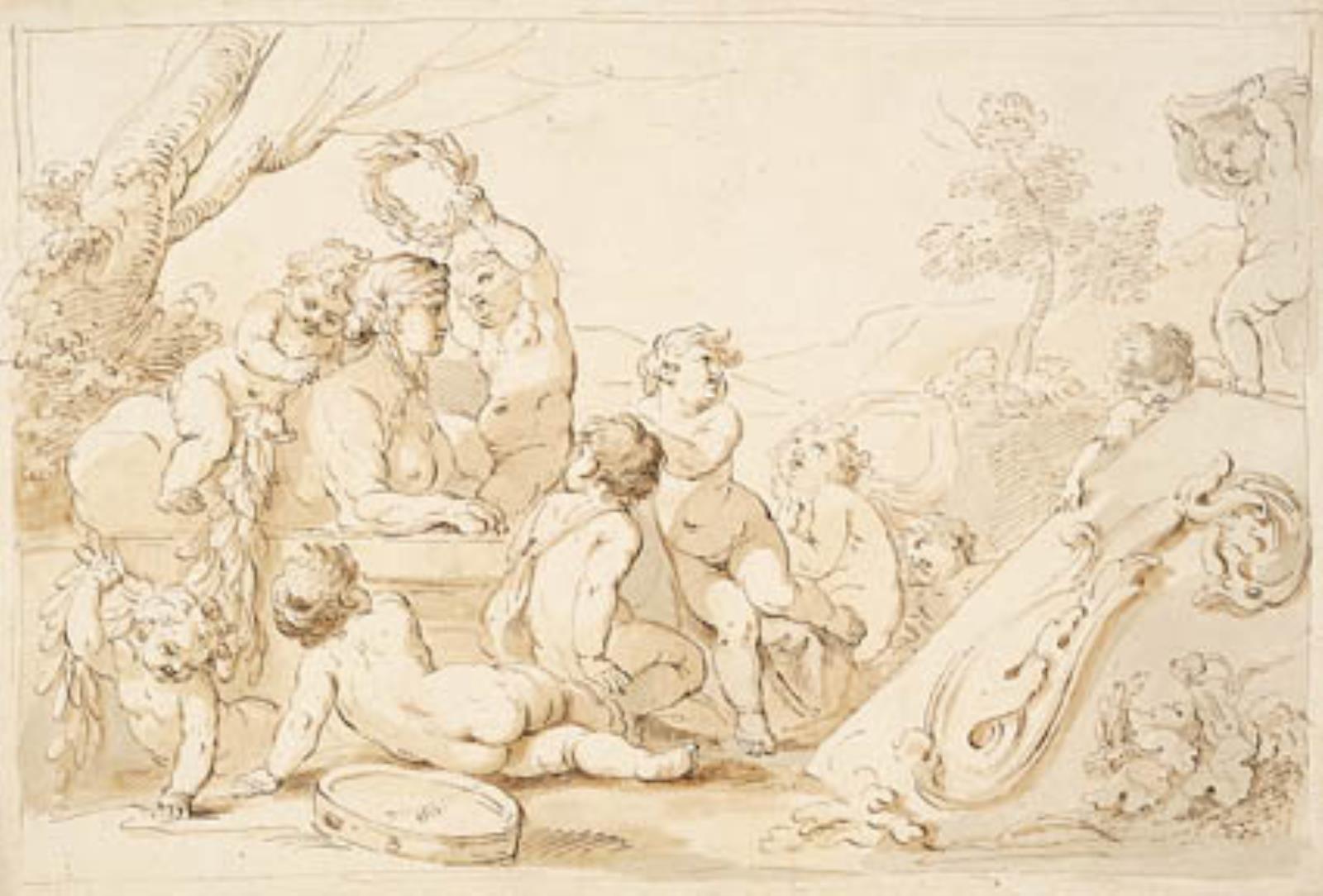 Giovanni Battista Cipriani, Legende putti kranser en sfinx