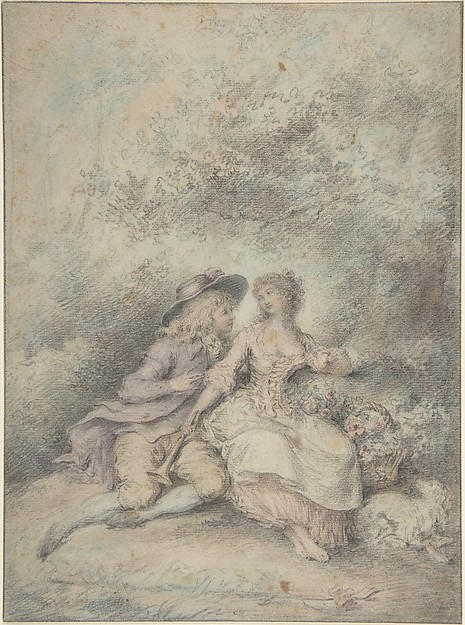 Anonymous, French, 18th century, Seated Couple in a Bower