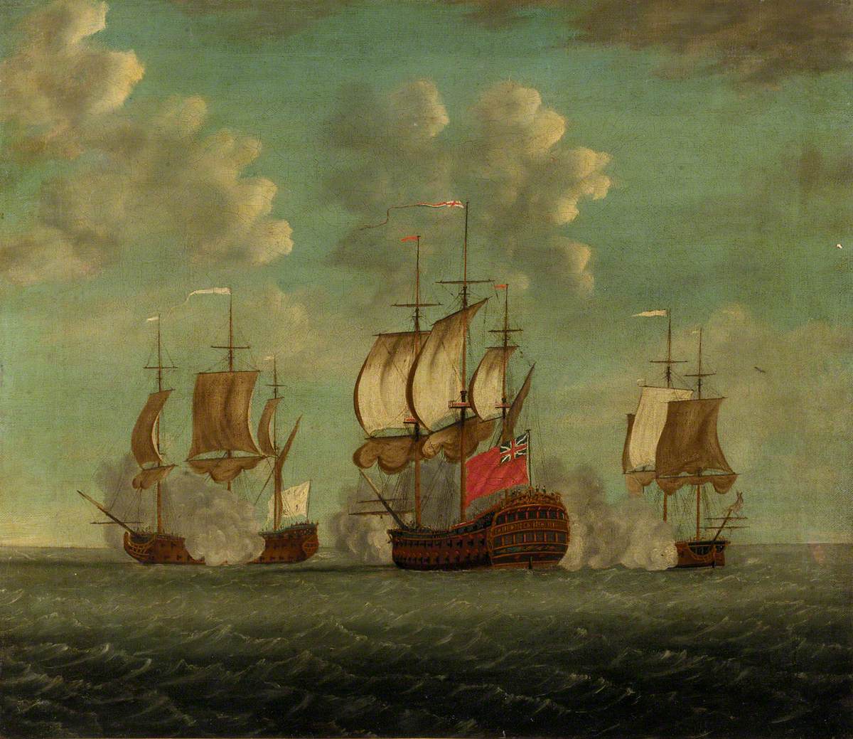 Unknown artist, HMS Centaur chasing the Vaillant and Amethyste, January 1760