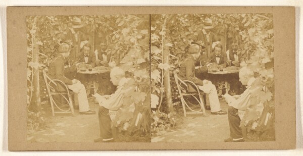 Unknown, [Men playing cards in a garden]