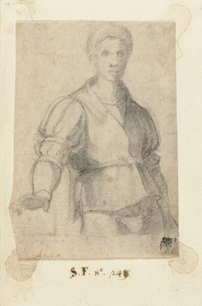 Andrea del Sarto, Study of a Young Man (recto); Study of a Standing Man with a Beard (verso), accidental offset