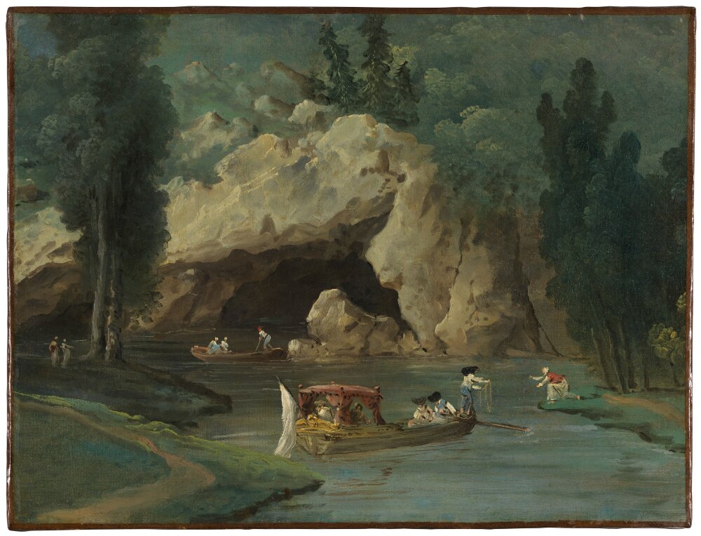 Hubert Robert, Boats in Front of the Grotto in the Park at Méréville