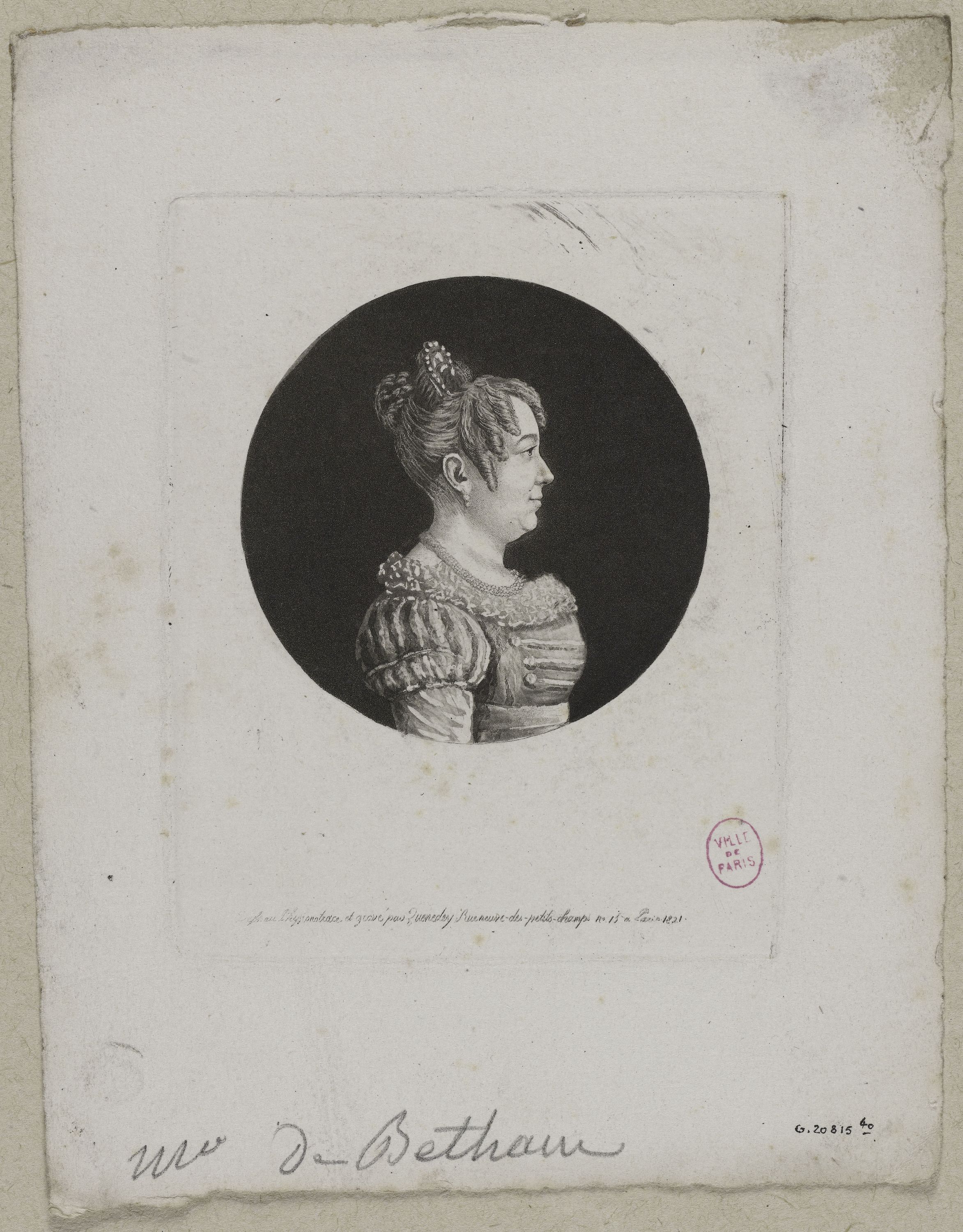 Edmé Quenedey, Portrait de Madame de Béthune