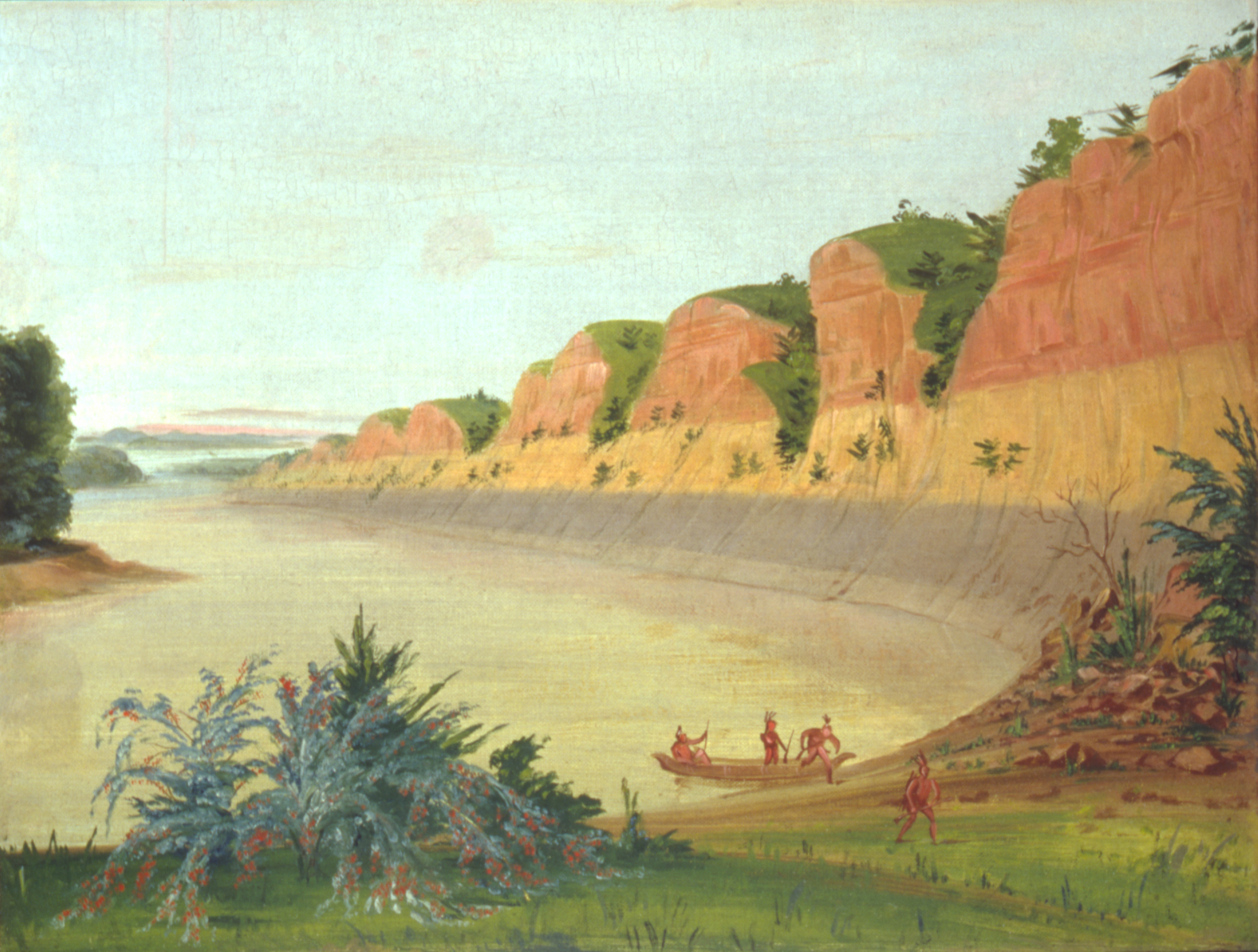 George Catlin, South Side of Buffalo Island, Showing Buffalo Berries in the Foreground