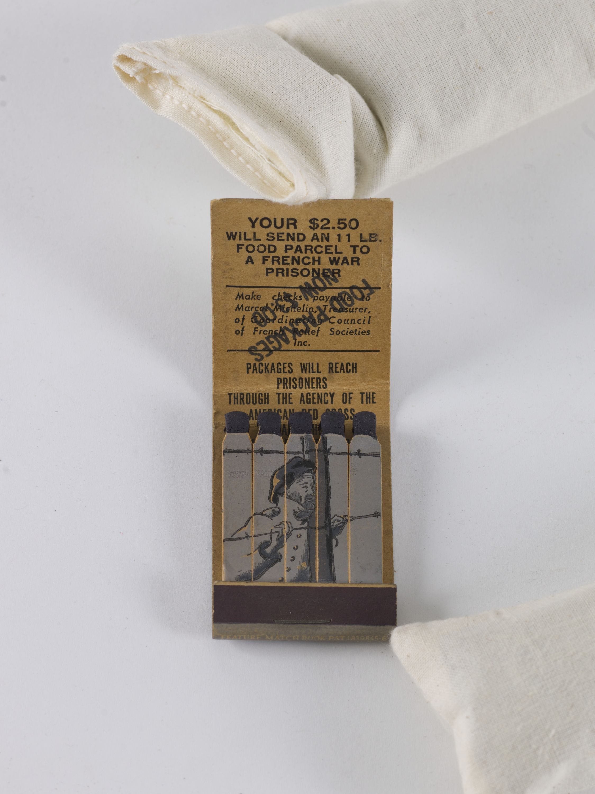Inc. Lion Match Co., Etui américain et ses allumettes (don en faveur des prisonniers français)