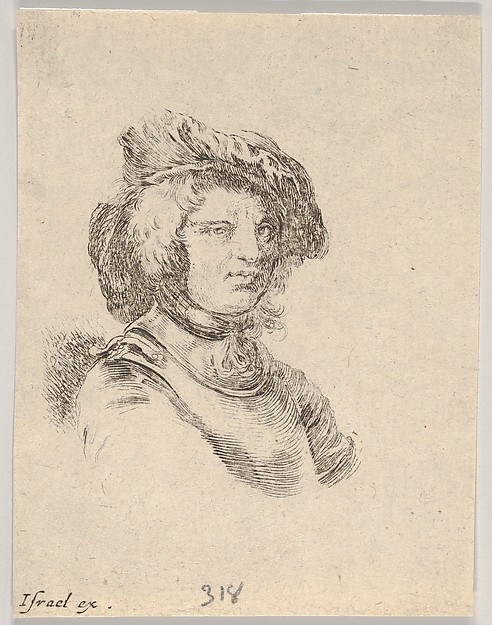 Stefano della Bella, Plate 11: bust of a man wearing a cap and looking towards the right, from "Various heads and figures" (Diverses têtes et figures)