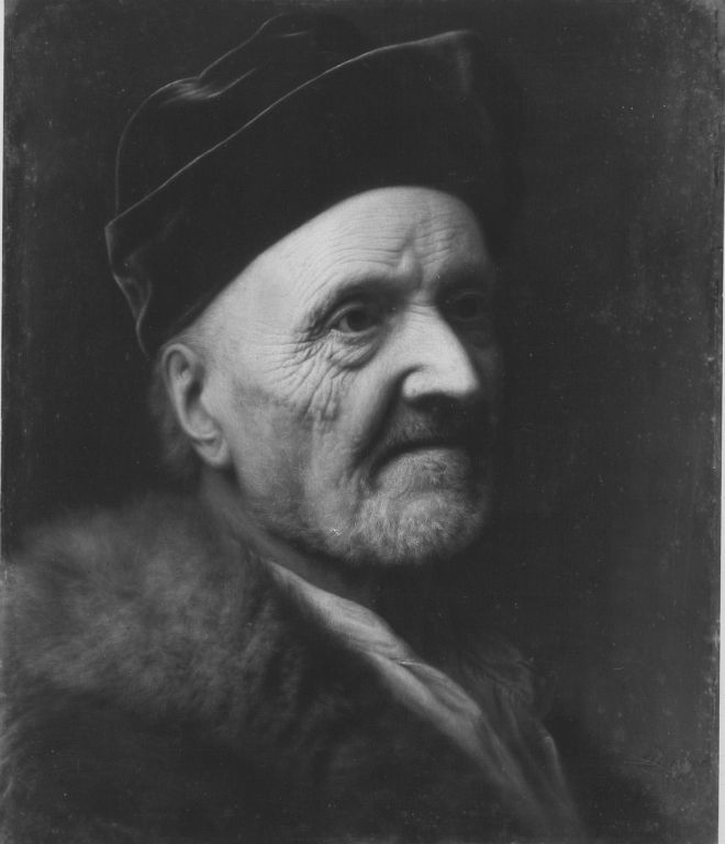 Balthasar Denner, Portrait of an old man with fur