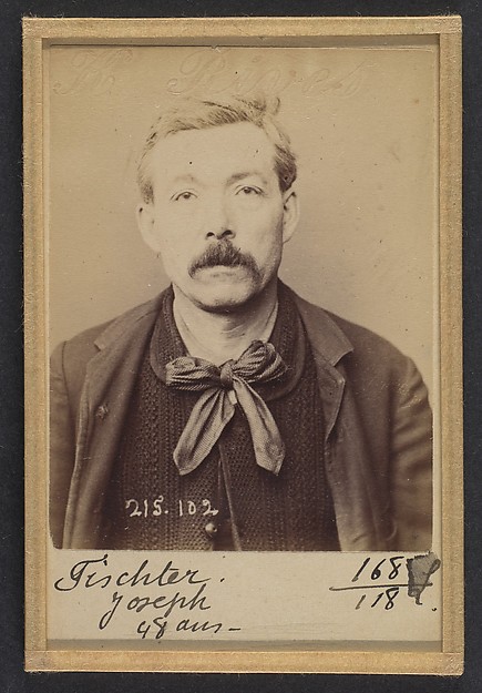 Alphonse Bertillon, Fischter. Joseph. 47 ans, né à Paris Ve. Imprimeur sur papiers-peints. Anarchiste. 4/3/94.