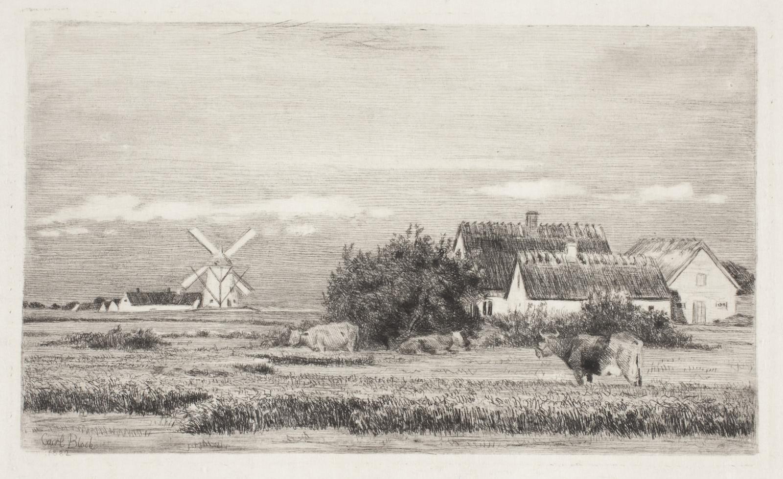 Carl Bloch, Landskab med bondegård og mølle