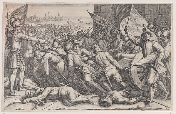 Jacques Callot, Rembarquement des Troupes (Embarkation of Troops), from "La Vie de Ferdinand Ier de Médicis série appelée aussi Les Batailles des Médicis" (The Life of Ferdinand I de'Medici also called The Medici Battles)