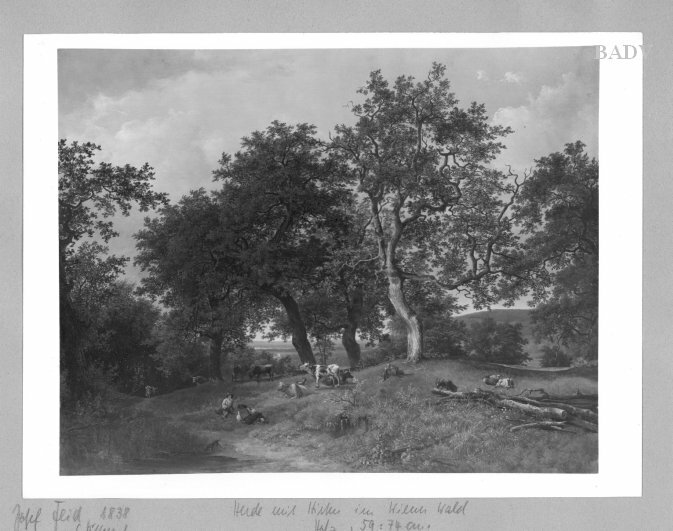 Josef Feid, Landscape with figures + cattle