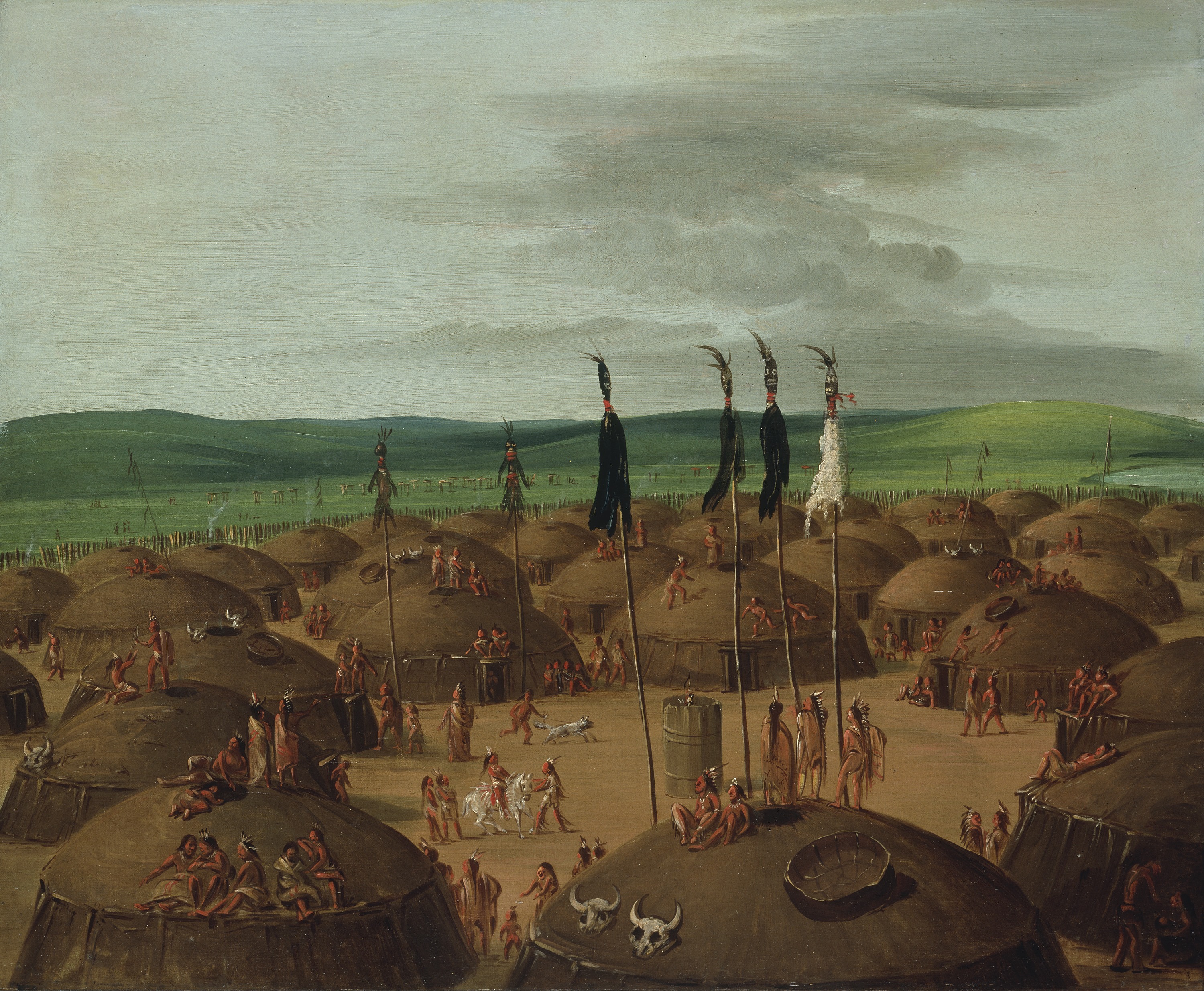George Catlin, Bird's-eye View of the Mandan Village, 1800 Miles above St. Louis