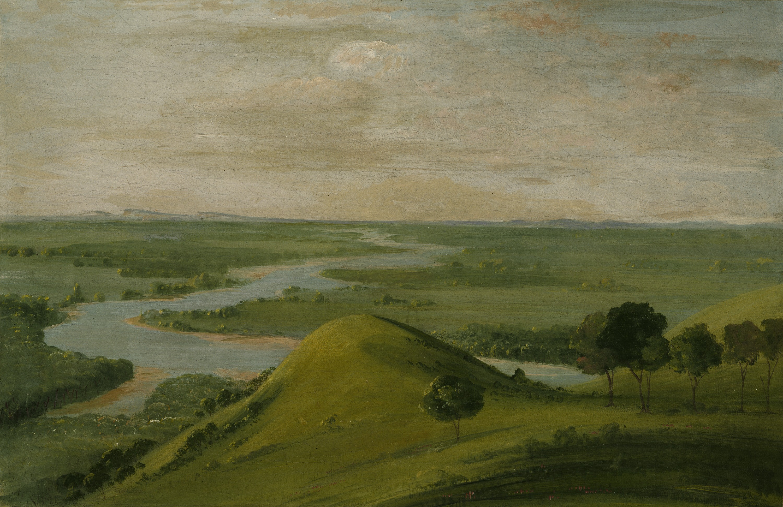 George Catlin, View of the Junction of the Red River and the False Washita, in Texas