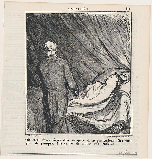 Honoré Daumier, My dear France, I urge you not to panic every time before your delivery!, from 'News of the day,' published in Le Charivari, March 23, 1870