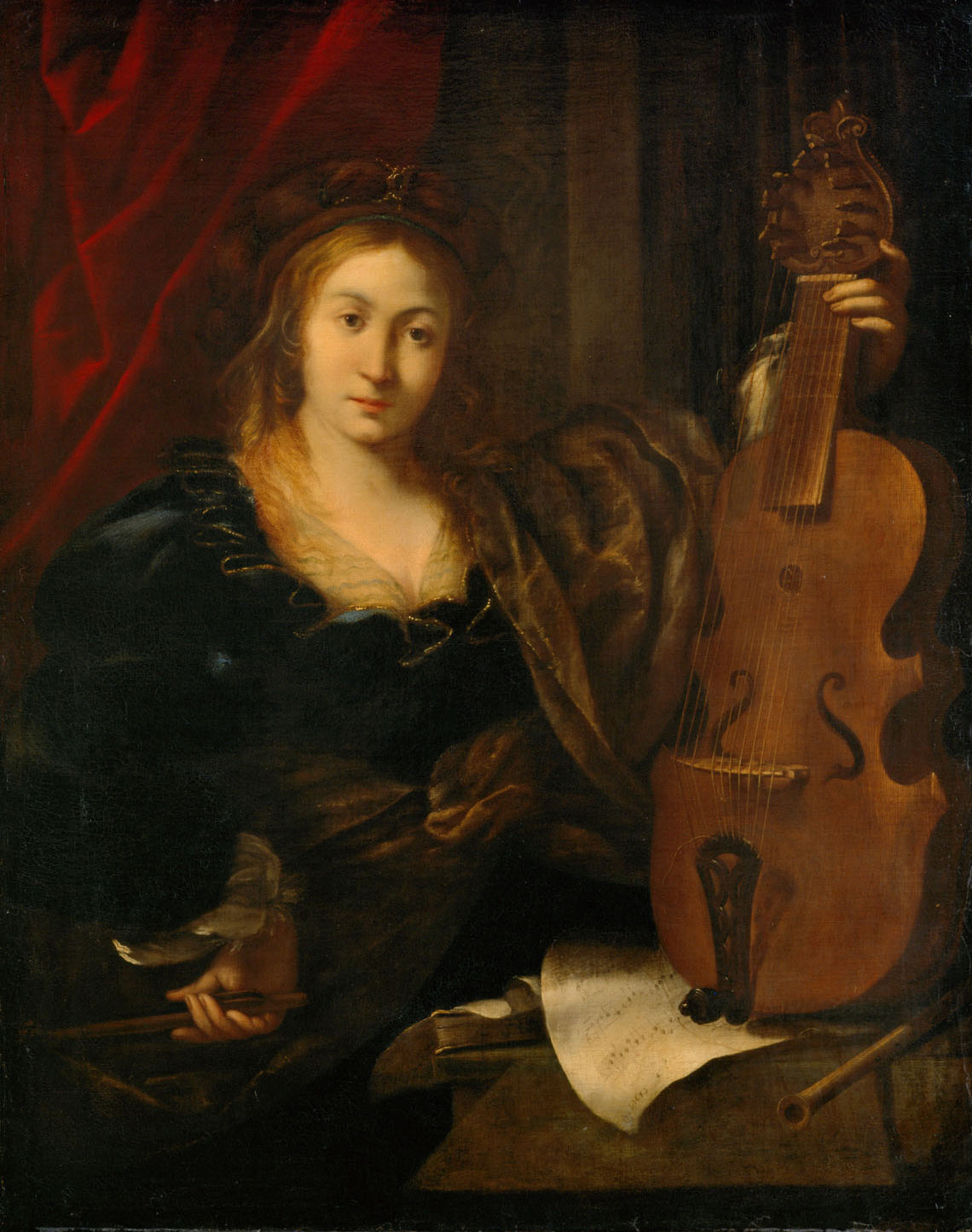 Ferdinand Bol, Young woman with a lira da gamba