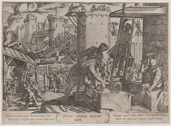 Antonio Tempesta, Plate 24: The Israelites Rebuilding the Walls of Jerusalem, from "The Battles of the Old Testament"