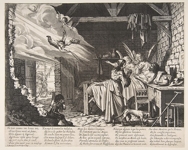 Abraham Bosse, The Death of Lazarus, plate 1 from "The Parable of Dives and Lazarus" (La Parabole du mauvais Riche et de Lazare)
