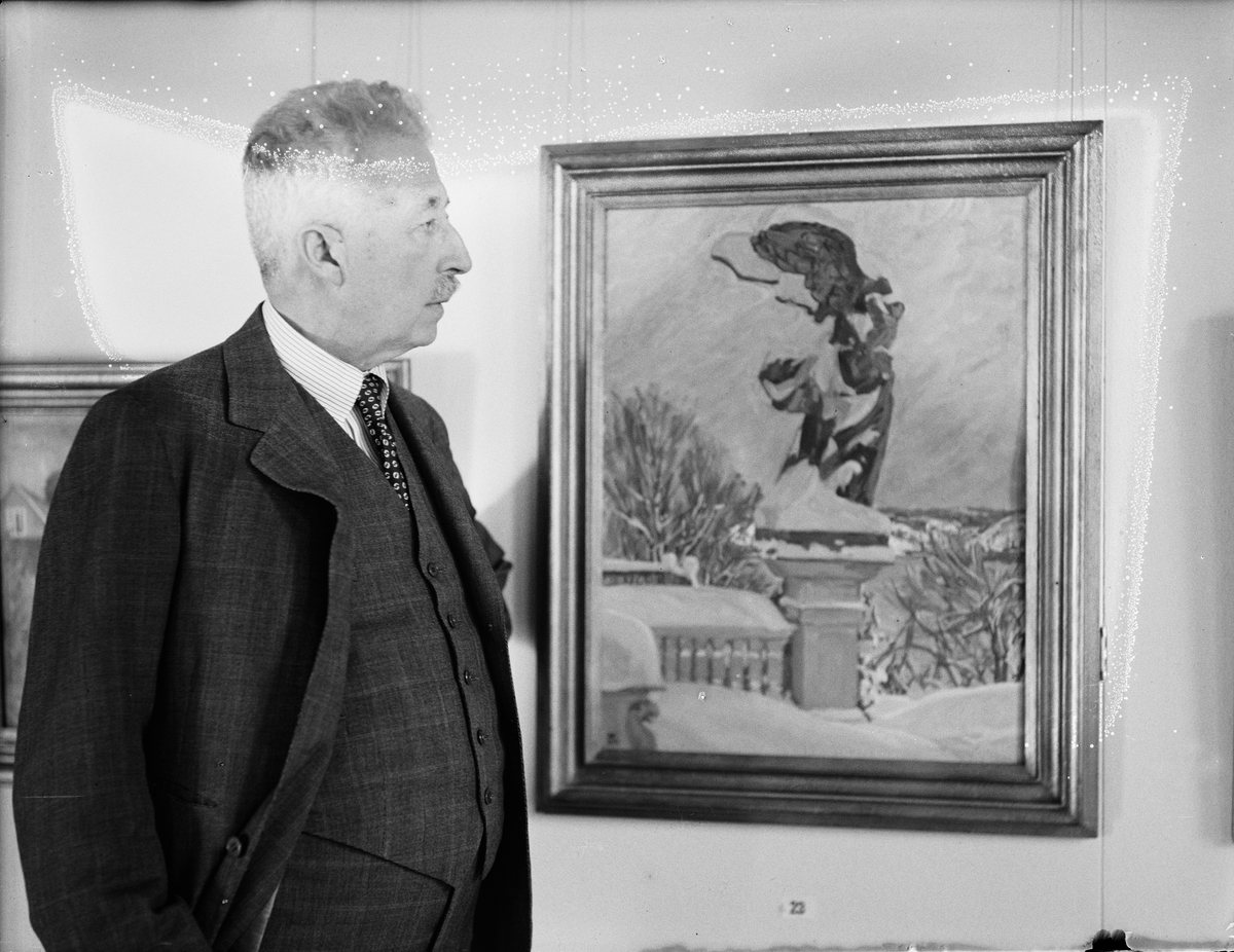 Paul Sandberg, Prins Eugen intervjuad inför utställningsvernissage på Göteborgs nation, Uppsala 1933