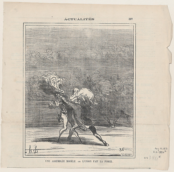 Honoré Daumier, A model of an assembly or unity makes strength, from 'News of the day,' published in Le Charivari, August 19, 1871