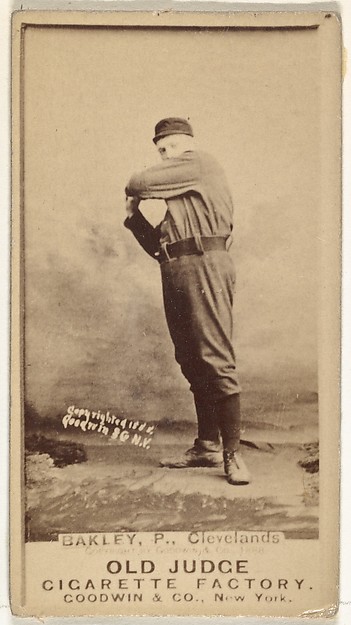 Goodwin & Company, Edward Enoch "Jersey" Bakely, Pitcher, Cleveland, from the Old Judge series (N172) for Old Judge Cigarettes
