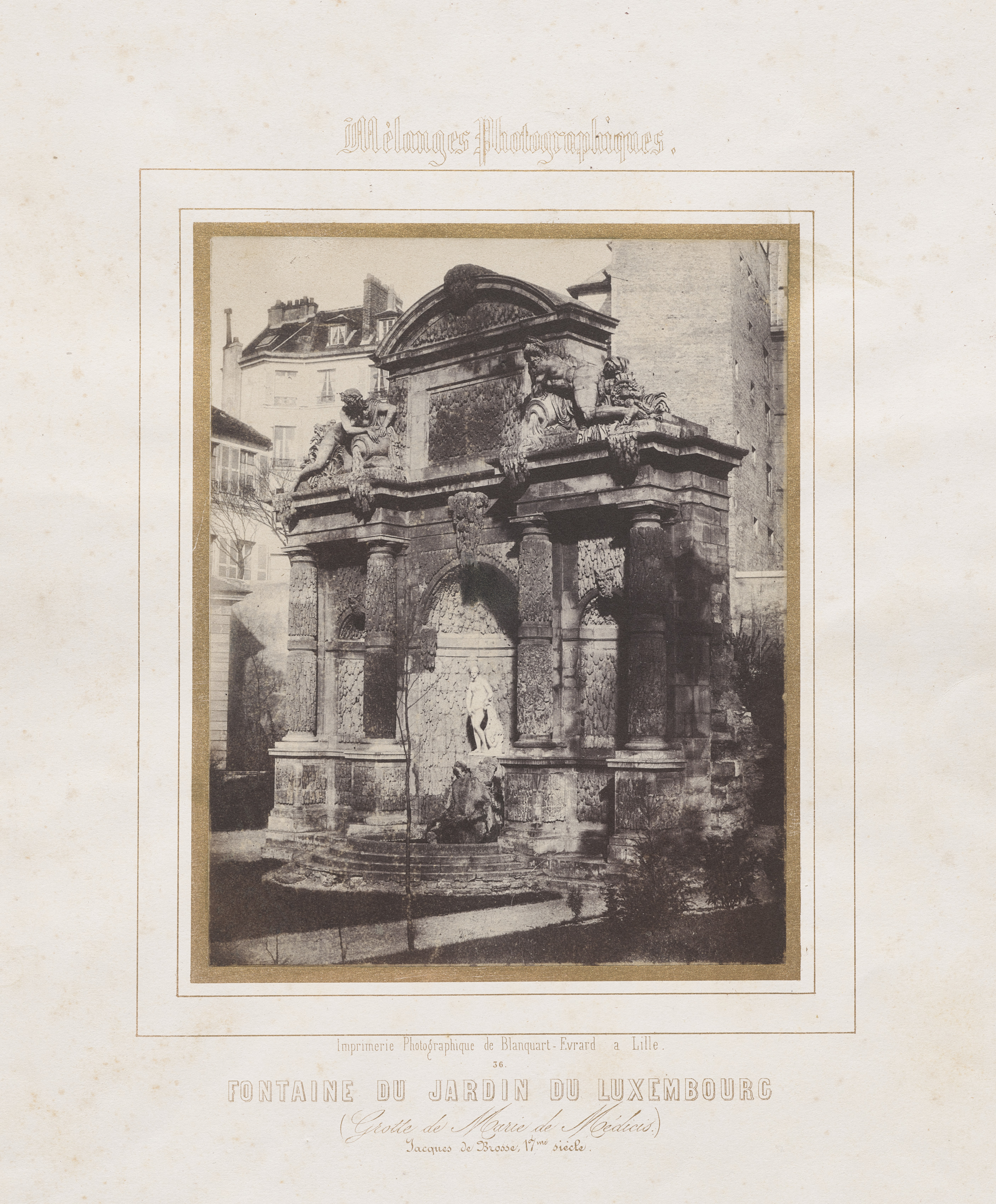 Charles Marville, Fontaine du Jardin du Luxembourg (grotte de Marie de Médécis)