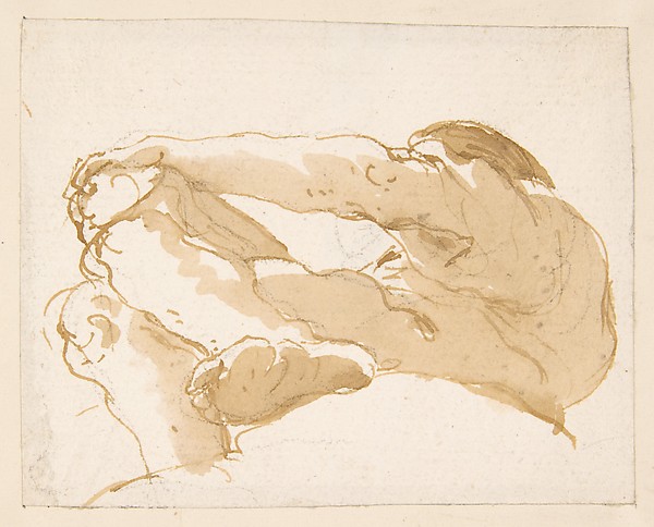Giovanni Battista Tiepolo, Seated Man Turned Towards the Left Seen from Below